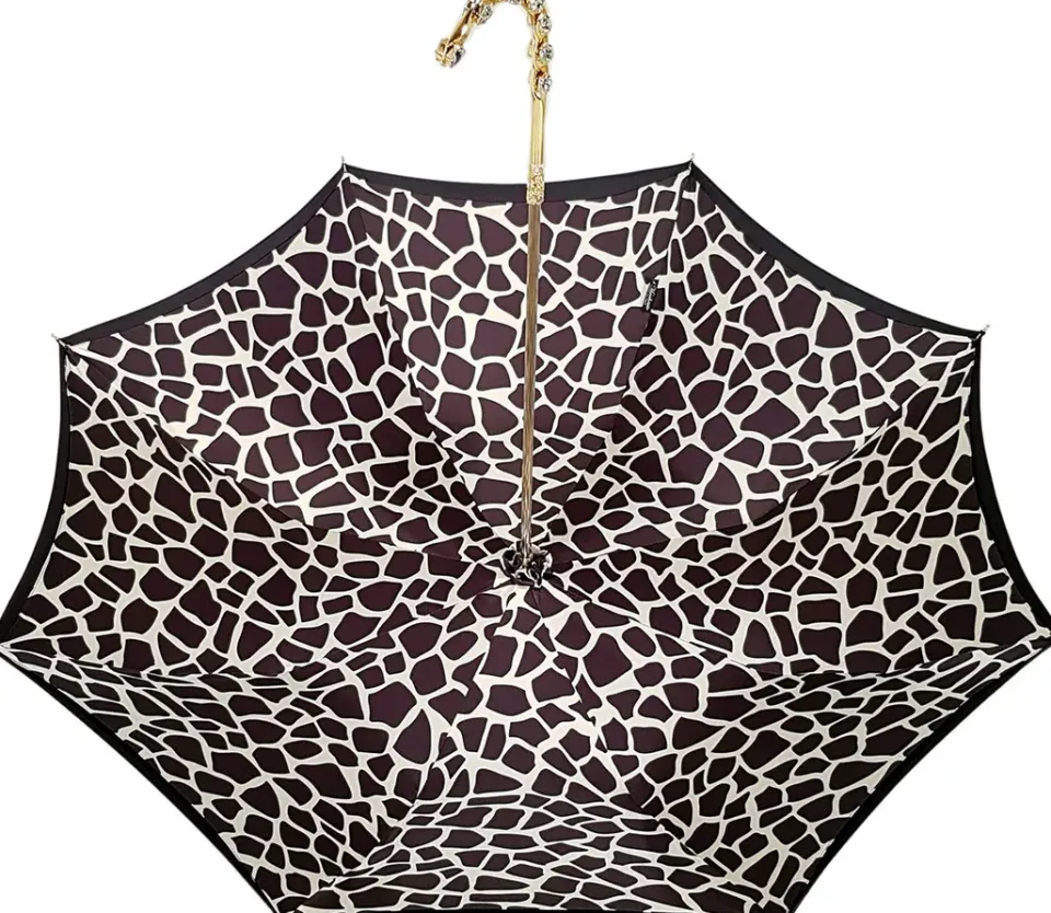 Fashion Il Marchesato Animalier giraffato - Ombrello elegante e impreziosito da 14 grandi cr