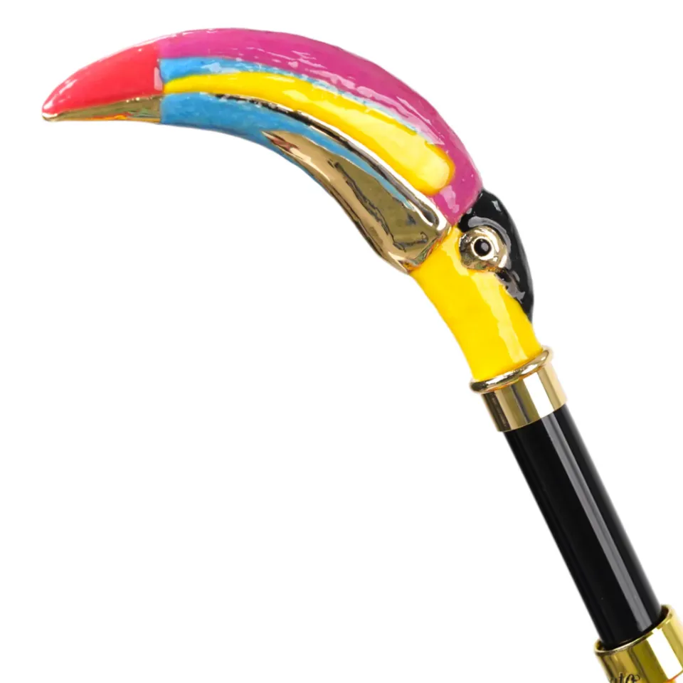 Clearance Il Marchesato Artisan Italian Umbrella with Luxurious Hand-Enameled Toucan Handle