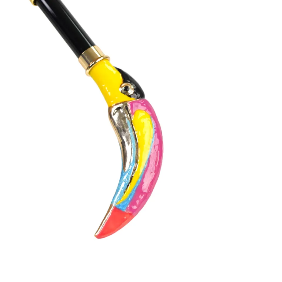Clearance Il Marchesato Artisan Italian Umbrella with Luxurious Hand-Enameled Toucan Handle