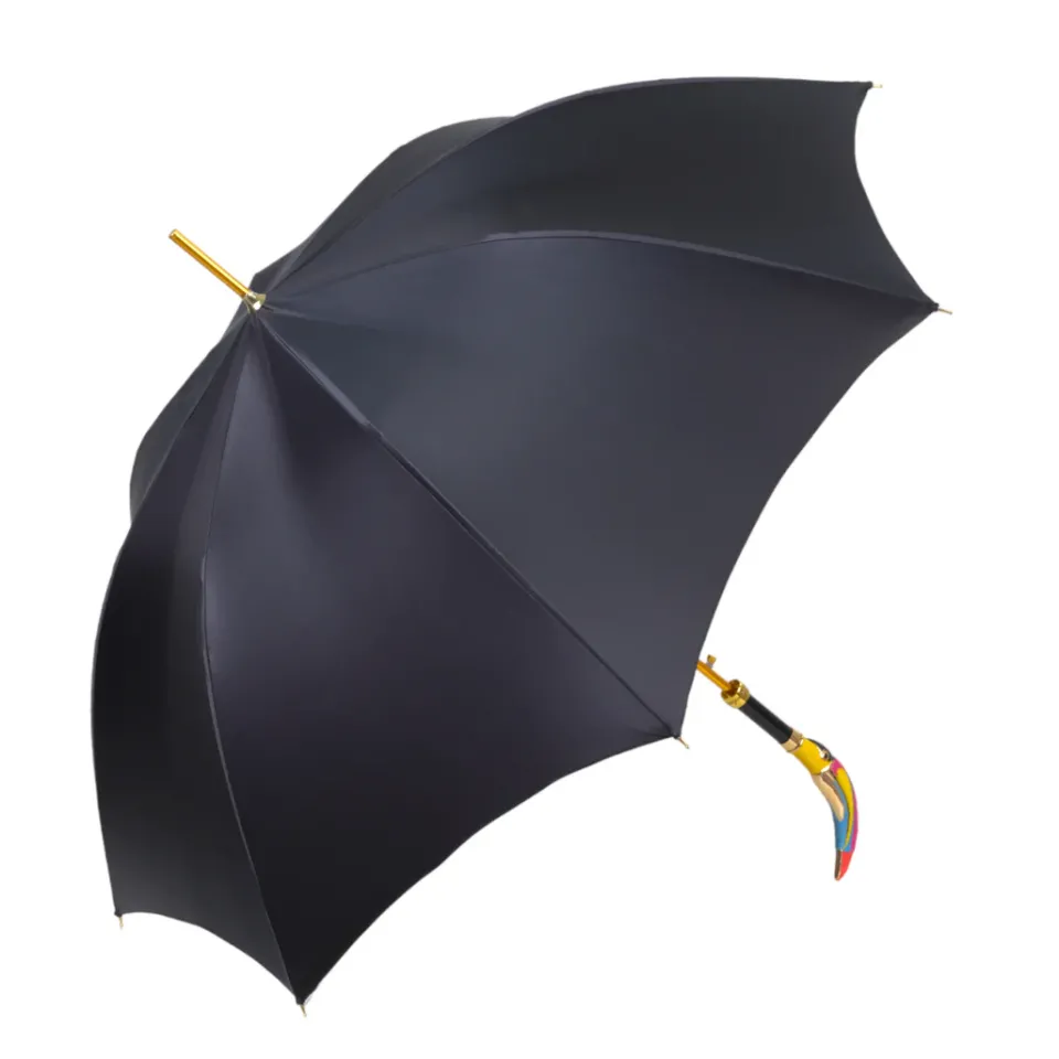 Clearance Il Marchesato Artisan Italian Umbrella with Luxurious Hand-Enameled Toucan Handle