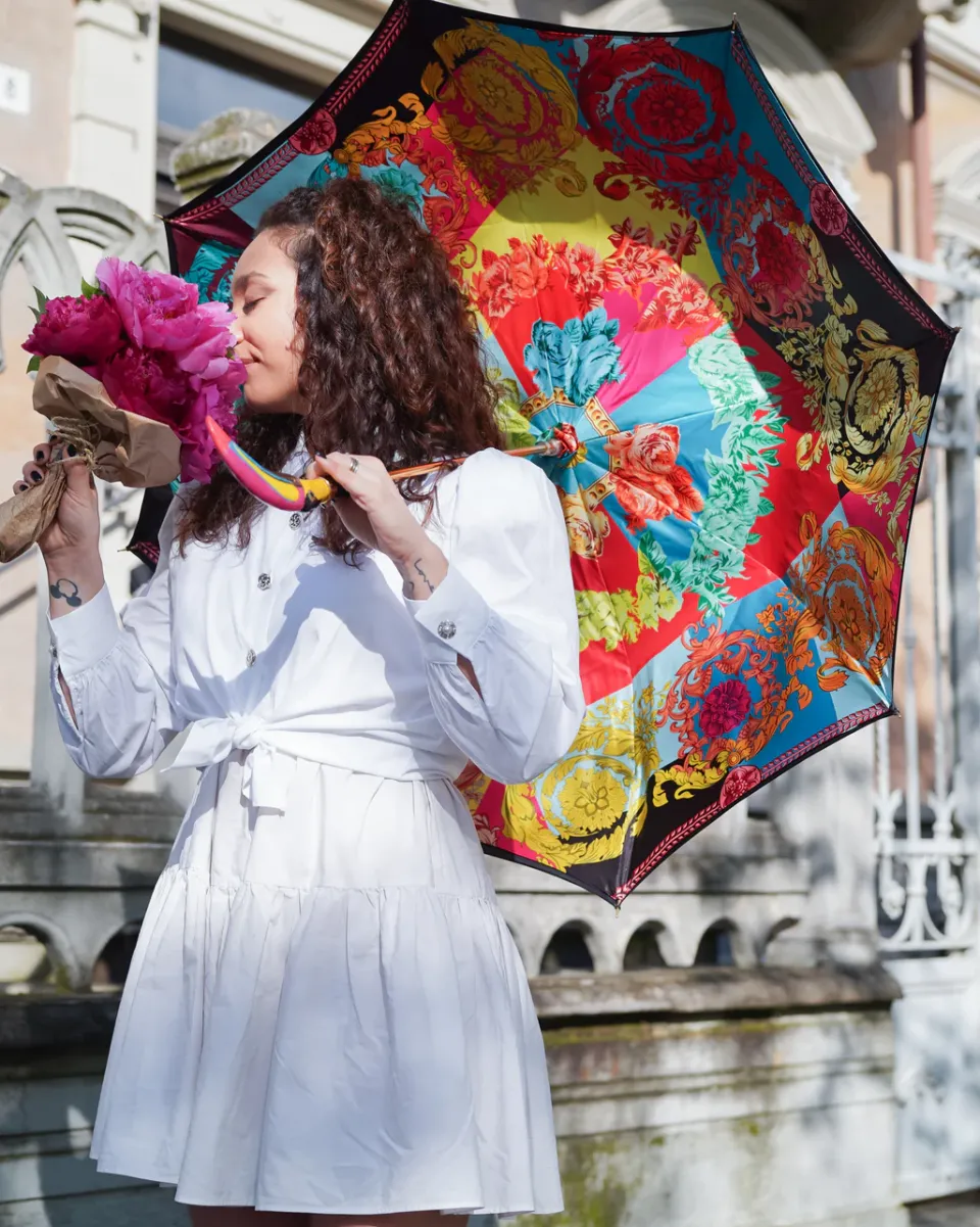 Clearance Il Marchesato Artisan Italian Umbrella with Luxurious Hand-Enameled Toucan Handle