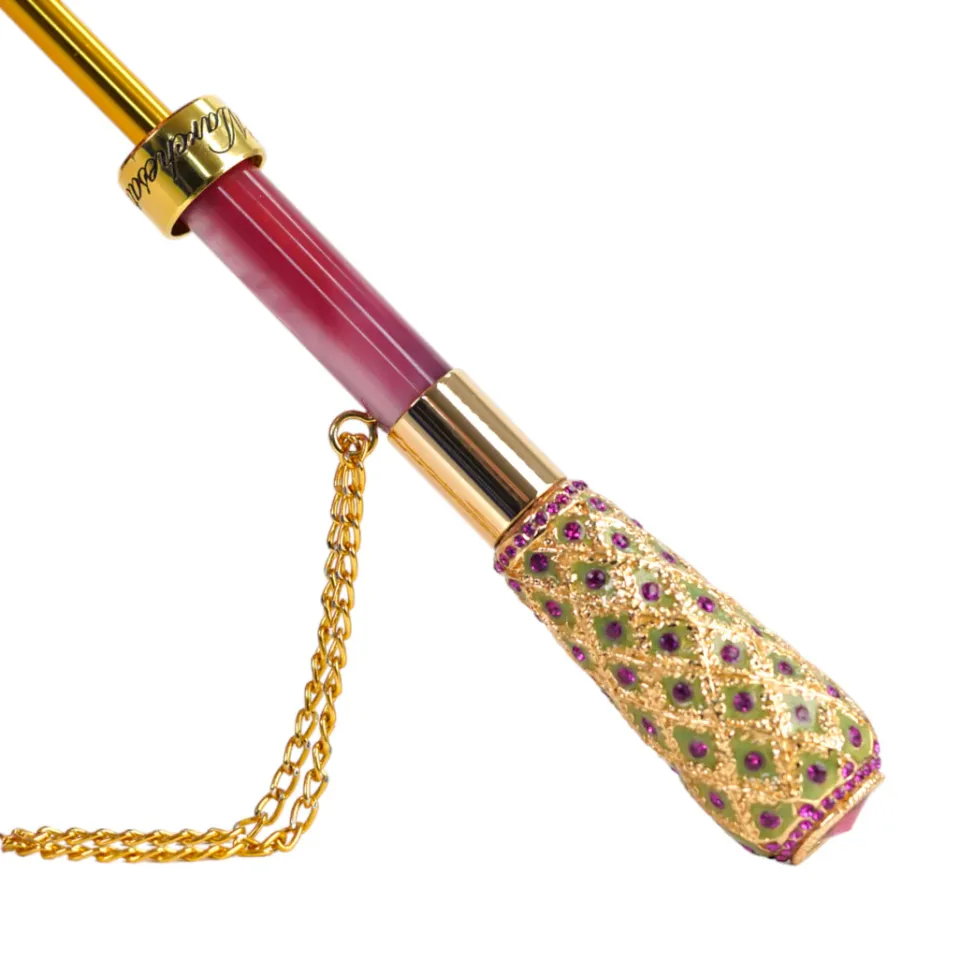 Discount Il Marchesato Artisan Pink Floral Umbrella with Crystal Handle & Exquisite Hand-Pain