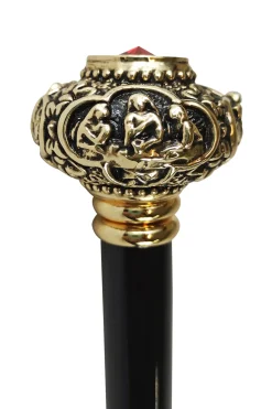 Best Il Marchesato Bastone con figure religiose e cristallo Rosso
