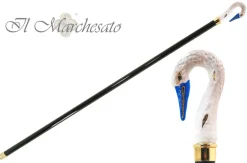 New Il Marchesato Bastone da collezione con impugnatura cigno smaltato