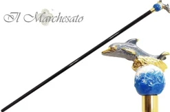 Sale Il Marchesato Bastone da collezione con Delfino dipinto a mano