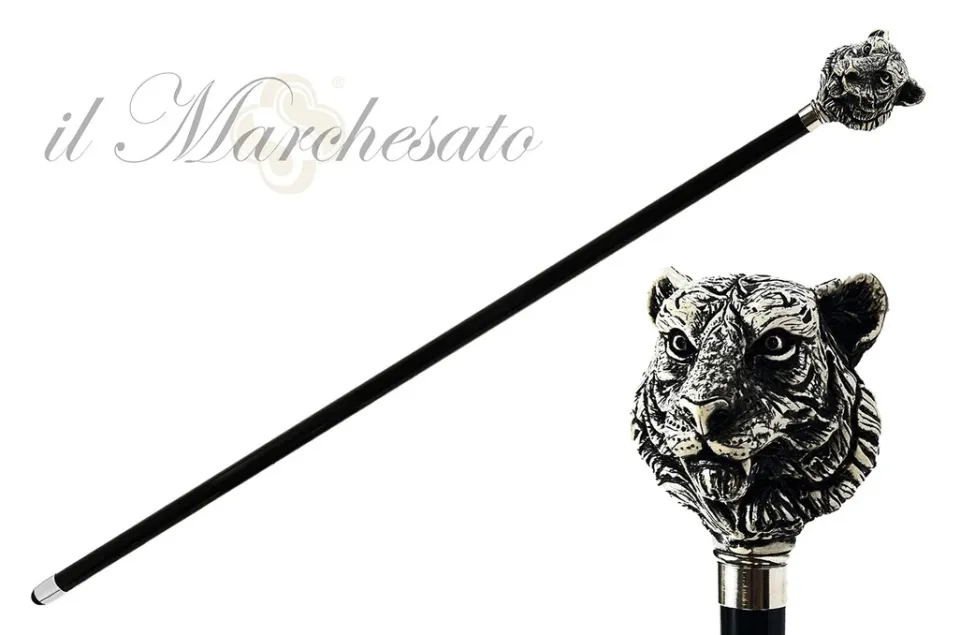 Clearance Il Marchesato Bastone da passeggio con tigre dipinta a mano