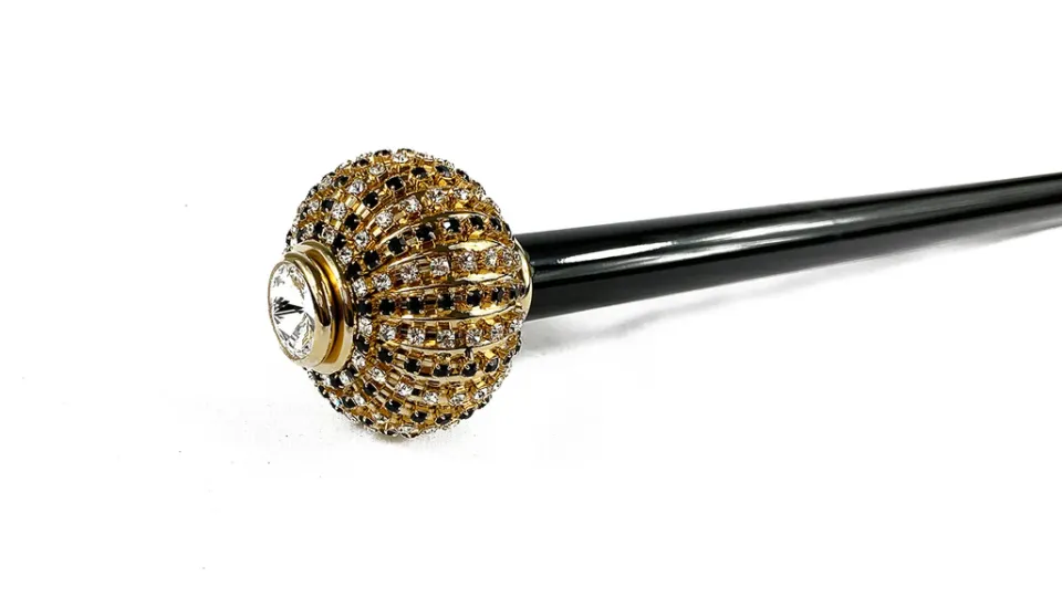 Best Il Marchesato Bastone da passeggio con cipolla in ottone e cristalli bianchi e neri