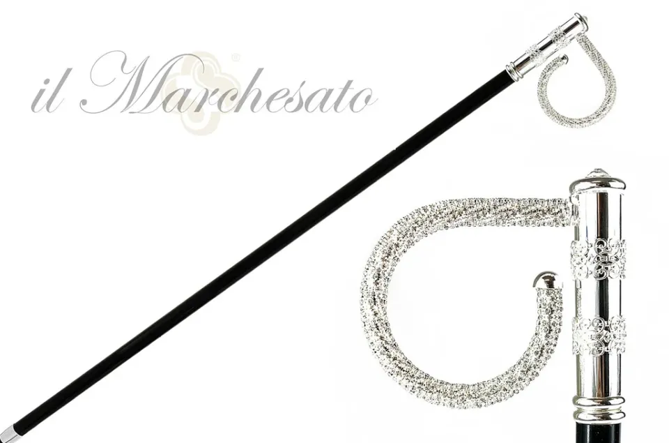 Best Il Marchesato Bastone da passeggio di bellezza con cristalli - placcato Argento 925