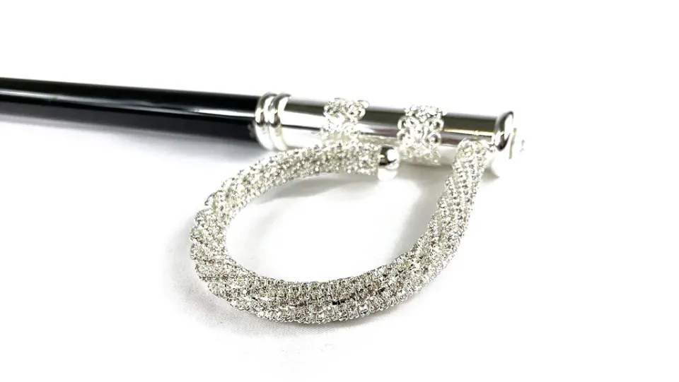 Best Il Marchesato Bastone da passeggio di bellezza con cristalli - placcato Argento 925