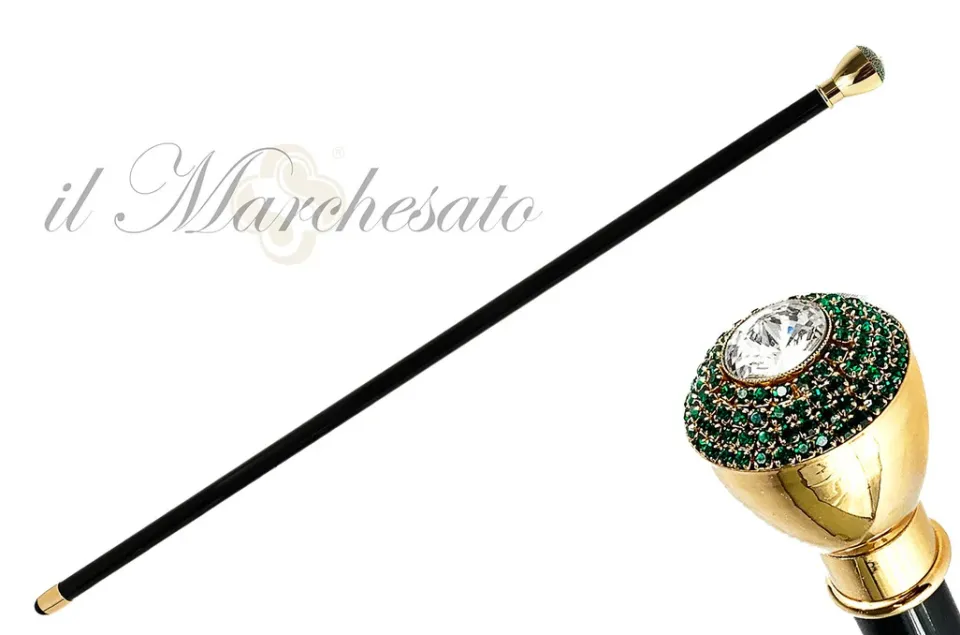 Hot Il Marchesato Bastone da passeggio di lusso - Manopola tempestata di cristalli Swaro