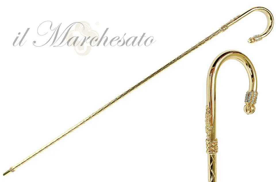 Outlet Il Marchesato Bastone da passeggio 24k placcato oro di lusso