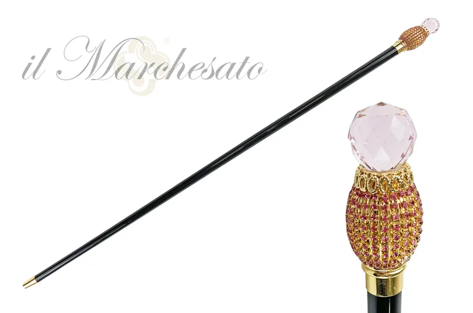 Discount Il Marchesato Bastone da passeggio Milord con sfera di cristallo rosa