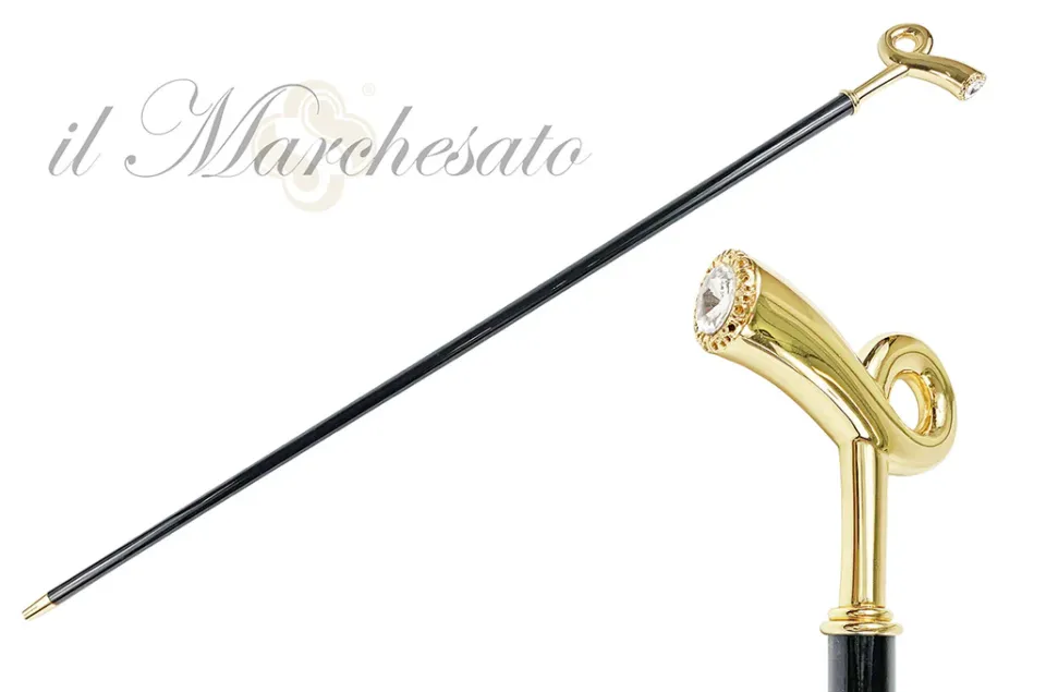 Clearance Il Marchesato Bastone da passeggio per uomo - robusta maniglia in ottone 24k placcat