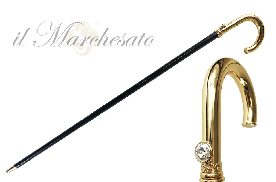 Clearance Il Marchesato Bastone da passeggio placcato oro24K da uomo