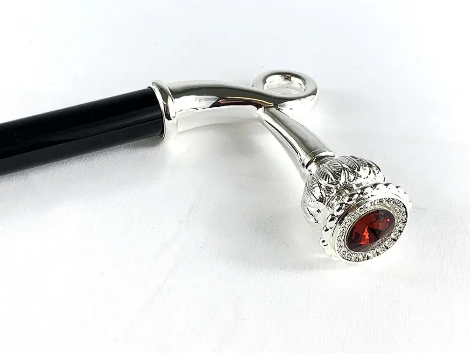 Online Il Marchesato Bastone da passeggio robusto con cristallo Swarovski rosso