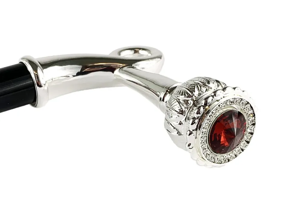 Online Il Marchesato Bastone da passeggio robusto con cristallo Swarovski rosso