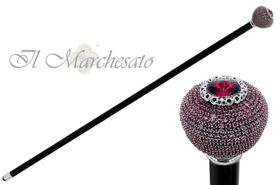 Fashion Il Marchesato Bastone Pomolo argentato con cristalli di Siam