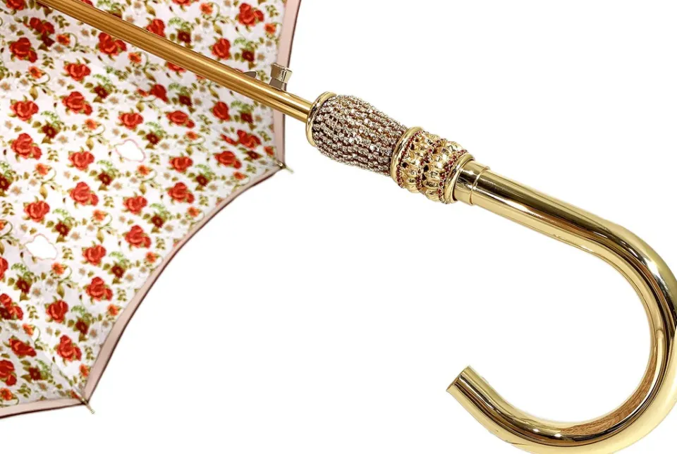 Discount Il Marchesato Bella ombrello da donna rossa con stampato Pavone Design Hight qualità di lusso ombrello