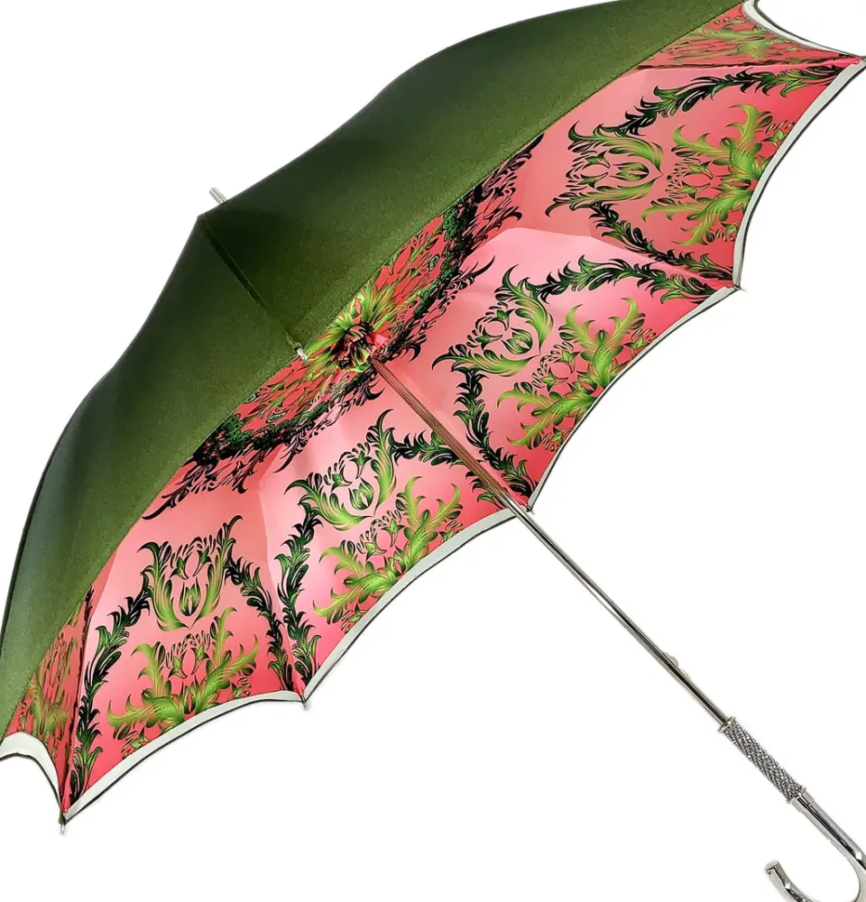 New Il Marchesato Bellissima Ombrella da donna rossa con ombrello di lusso di qualità alta di design di pavone stampato