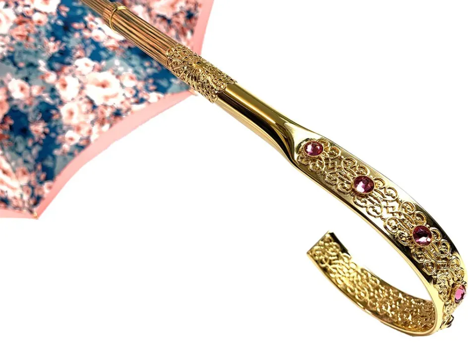 Fashion Il Marchesato Bellissimo ombrello a doppio tessuto in un lussuoso raso rosa