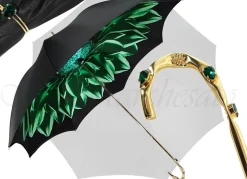 Online Il Marchesato Bellissimo ombrello a doppio tessuto in un lussuoso raso nero con fior
