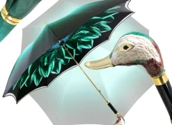 Clearance Il Marchesato Bellissimo ombrello a sfumato verde acqua e nero con anatra smaltata a