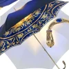 Fashion Il Marchesato Bellissimo ombrello doppio tessuto in un lussuoso raso blu