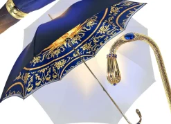 Fashion Il Marchesato Bellissimo ombrello doppio tessuto in un lussuoso raso blu