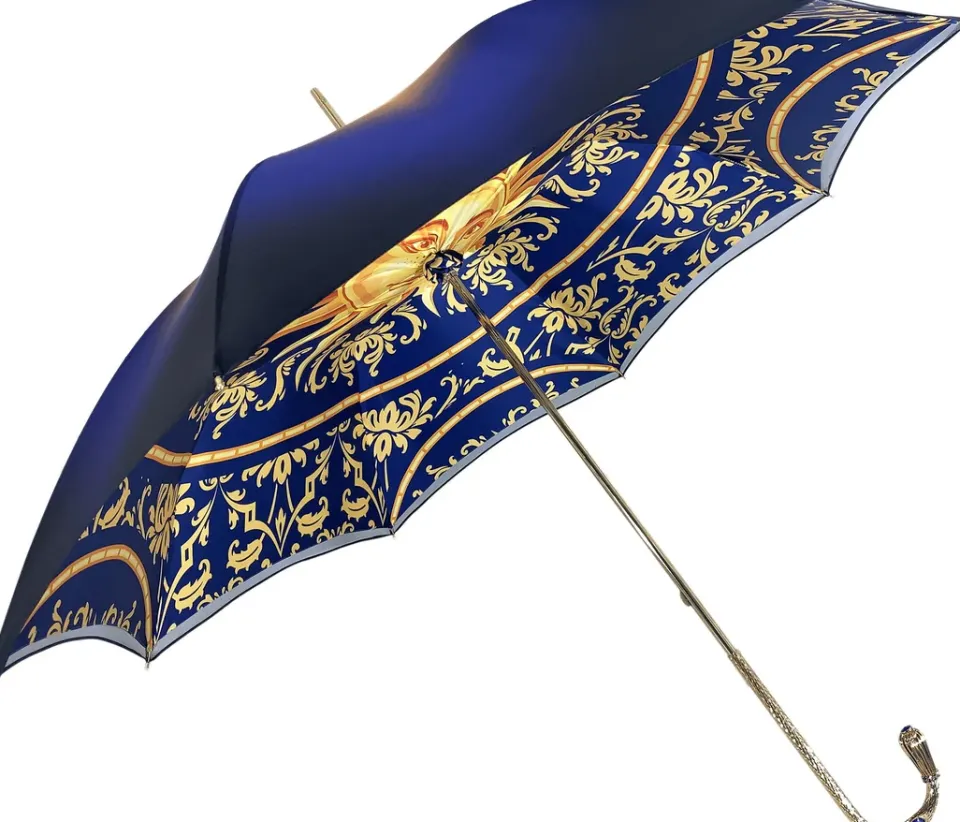 Fashion Il Marchesato Bellissimo ombrello doppio tessuto in un lussuoso raso blu