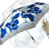 Fashion Il Marchesato Bellissimo ombrello pieghevole con papaveri blu