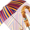 Clearance Il Marchesato Crafted Multi - Color Striped Folding Umbrella Bamboo Handle