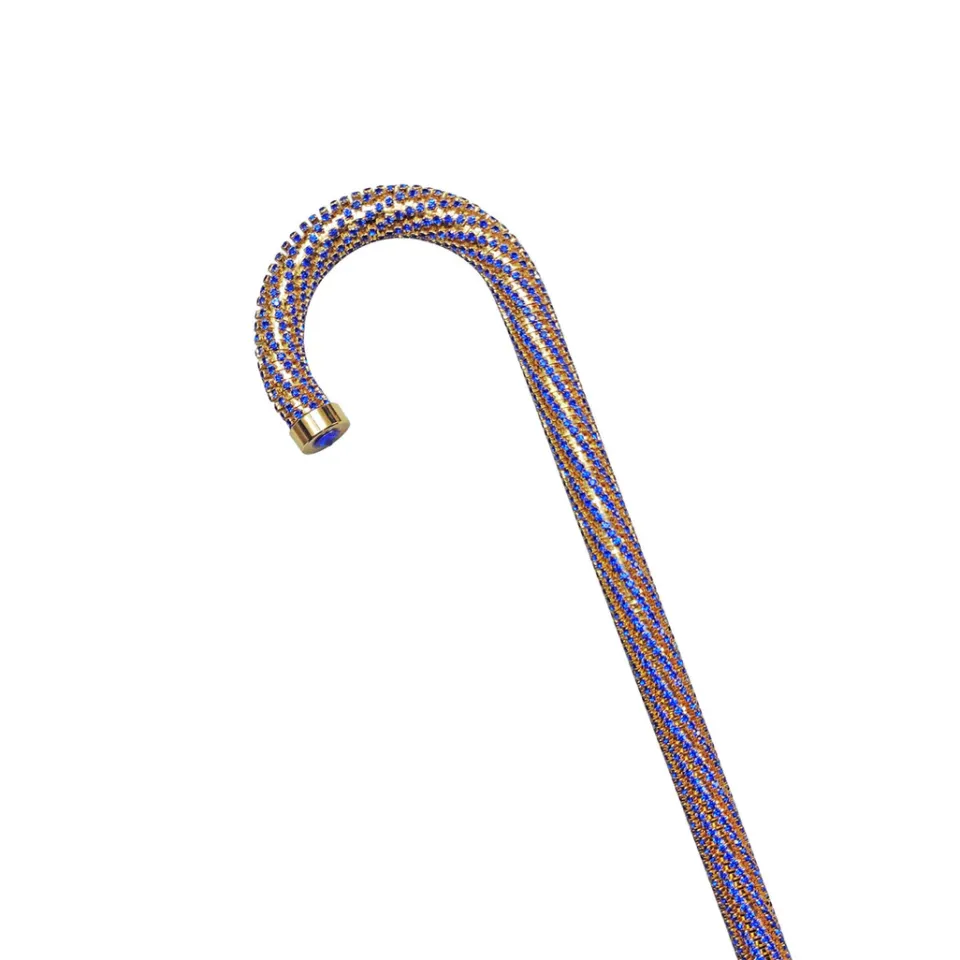Sale Il Marchesato Crook Walking Cane Encrust di cristalli di zaffiro