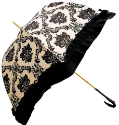 Online Il Marchesato Damascato Nero & Bianco con volant - Ombrello Italiano