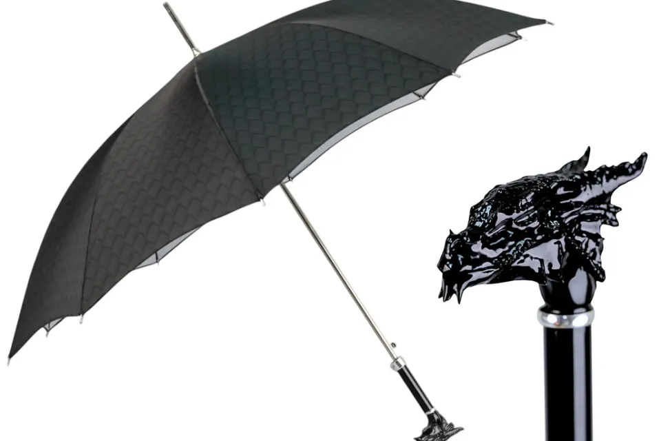 Sale Il Marchesato Dragon’s Fury: Black Umbrella with Fierce Dragon Handle