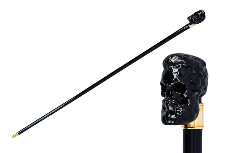 Sale Il Marchesato Elegant Cane with Sculpted Black Skull Handle and Gold Accents