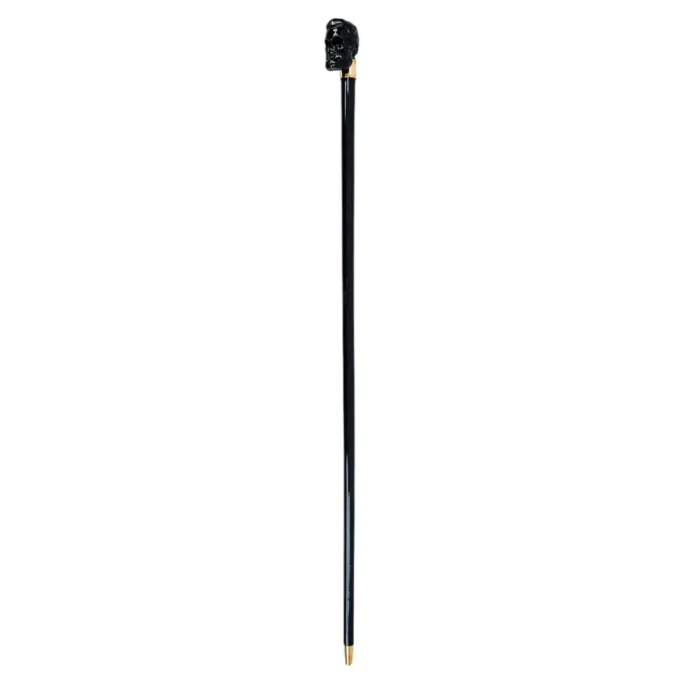 Sale Il Marchesato Elegant Cane with Sculpted Black Skull Handle and Gold Accents