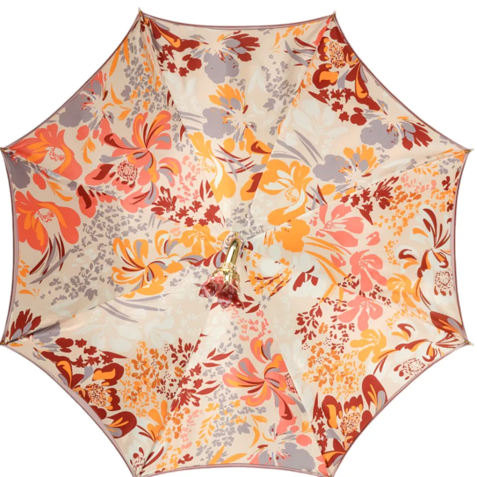 New Il Marchesato Elegant Floral Umbrella with Exquisite Red Flower Handle