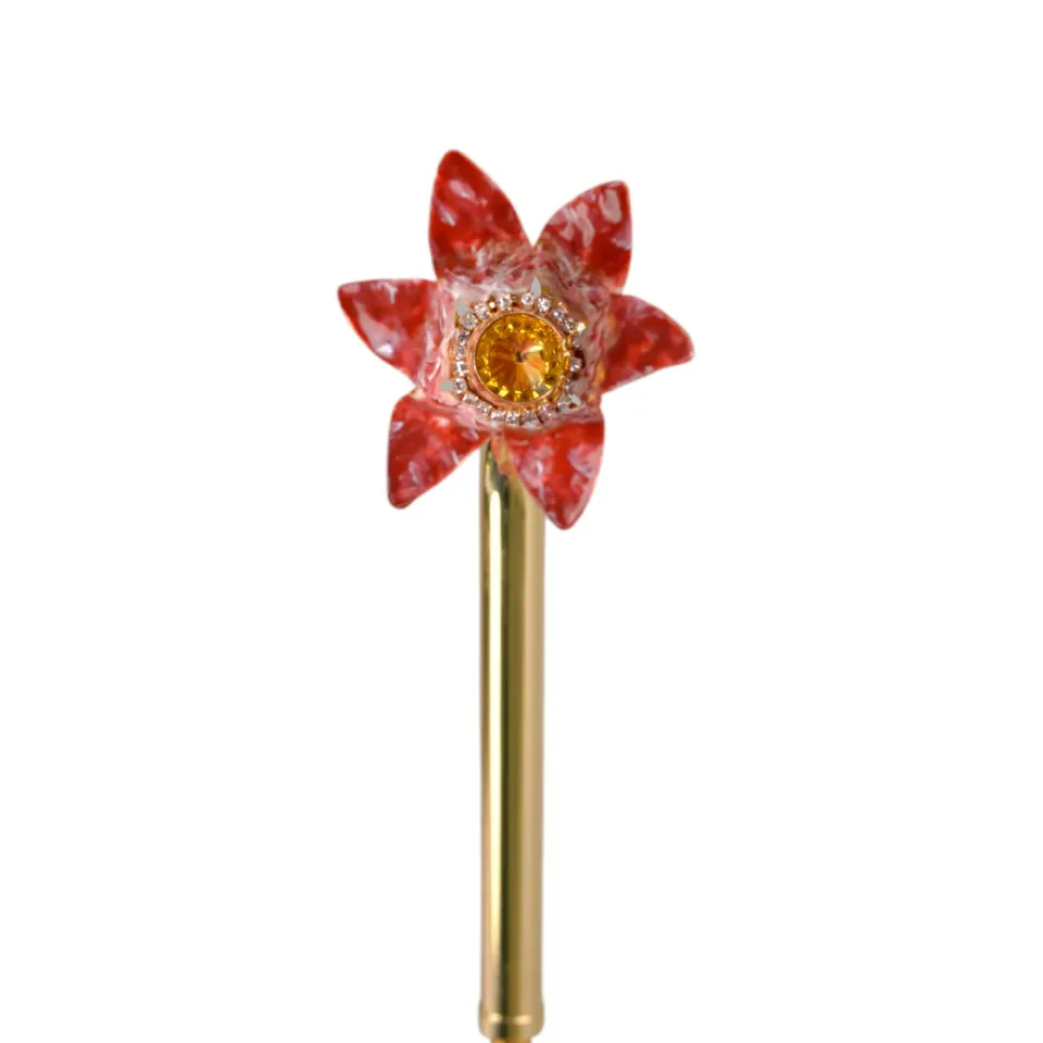 New Il Marchesato Elegant Floral Umbrella with Exquisite Red Flower Handle