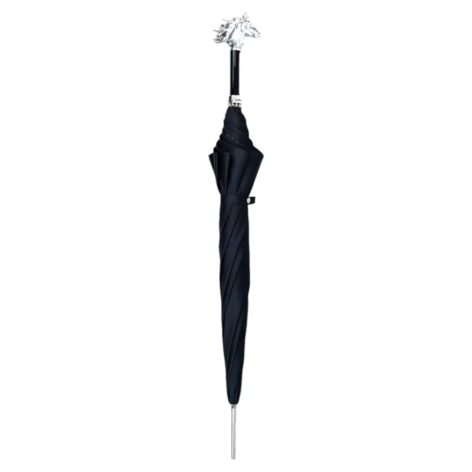 Discount Il Marchesato Elegant polka dot umbrella with silverplated horse handle