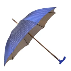 Outlet Il Marchesato Elegant Umbrella with Blue Leather Handle and Beechwood Shaft