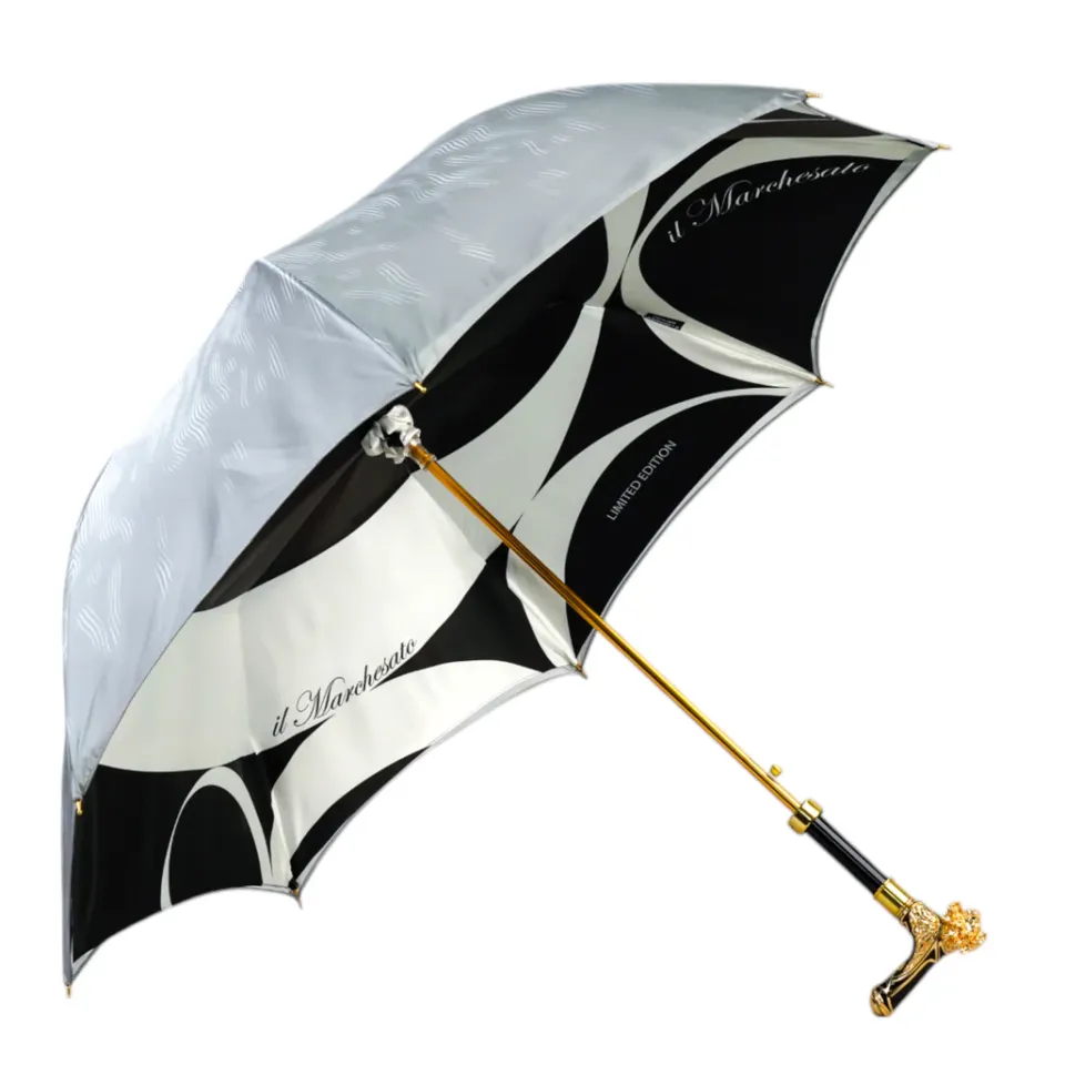 New Il Marchesato Elegant Umbrella with Gold-Plated Lion Handle – Limited Edition