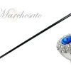 Online Il Marchesato Elegante bastone da passeggio con manopola e cristalli in argento plac