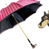 Outlet Il Marchesato Elegante ombrello - Manico Dobermann placcato oro 24K