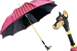Outlet Il Marchesato Elegante ombrello - Manico Dobermann placcato oro 24K