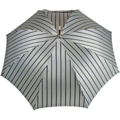 Fashion Il Marchesato Elegante ombrello a strisce - manico in legno di faggio naturale fiammato