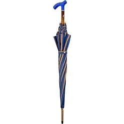 Outlet Il Marchesato Elegante ombrello arancione - manico in pelle blu fatto a mano