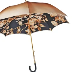 Sale Il Marchesato Elegante ombrello da donna con design a fiori neri e marroni