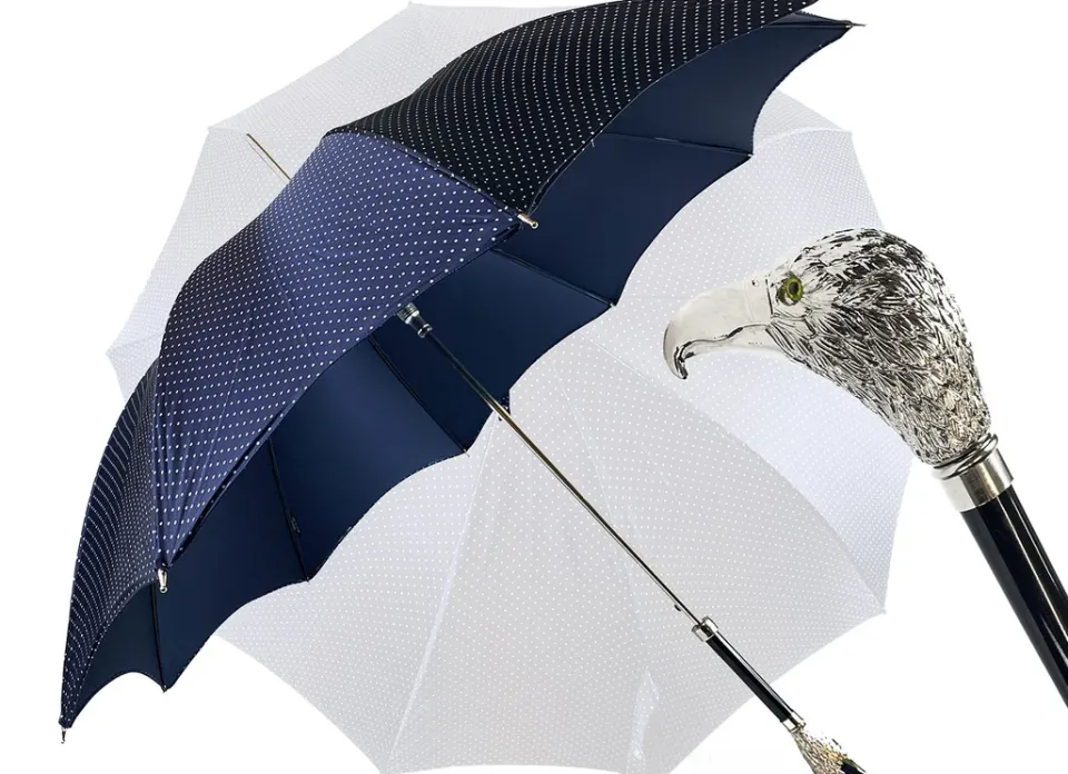 Online Il Marchesato Elegante ombrello da uomo con falco placcato argento