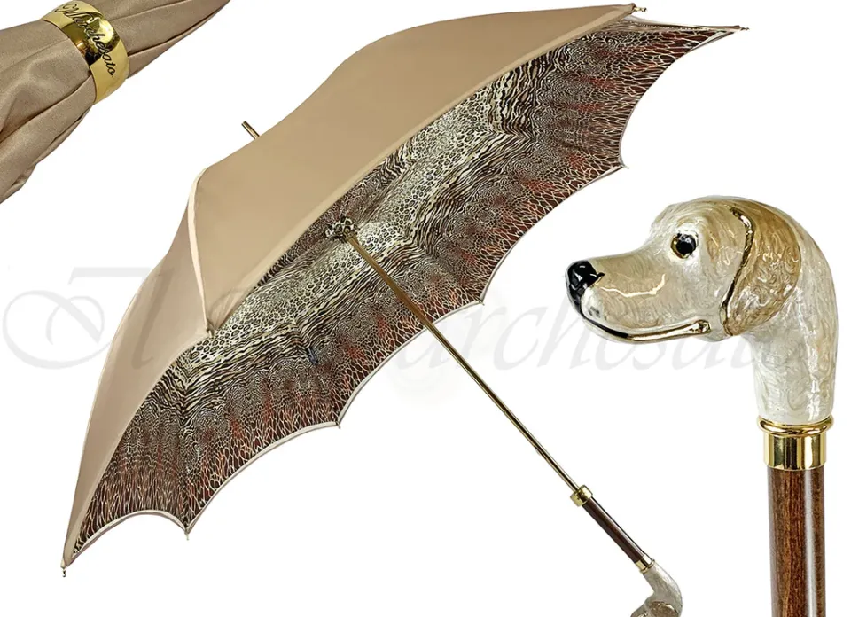 Discount Il Marchesato Elegante ombrello in stile Animalier e Cane Smaltato a mano