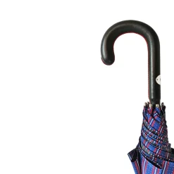 Outlet Il Marchesato Elegante ombrello maschile con manico in pelle nera